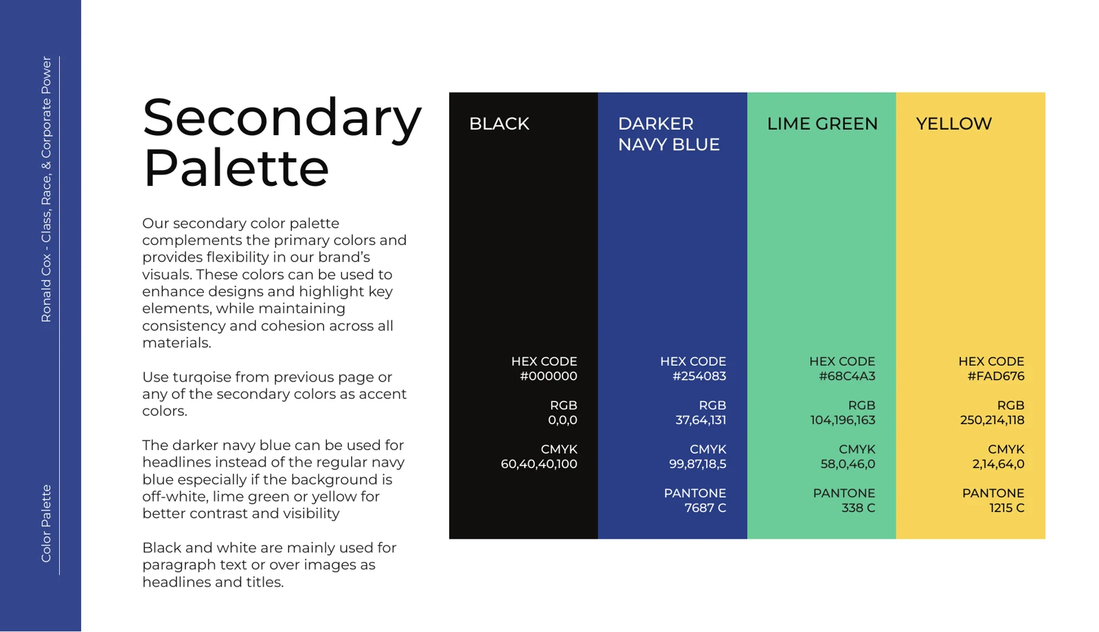 Secondary colour palette