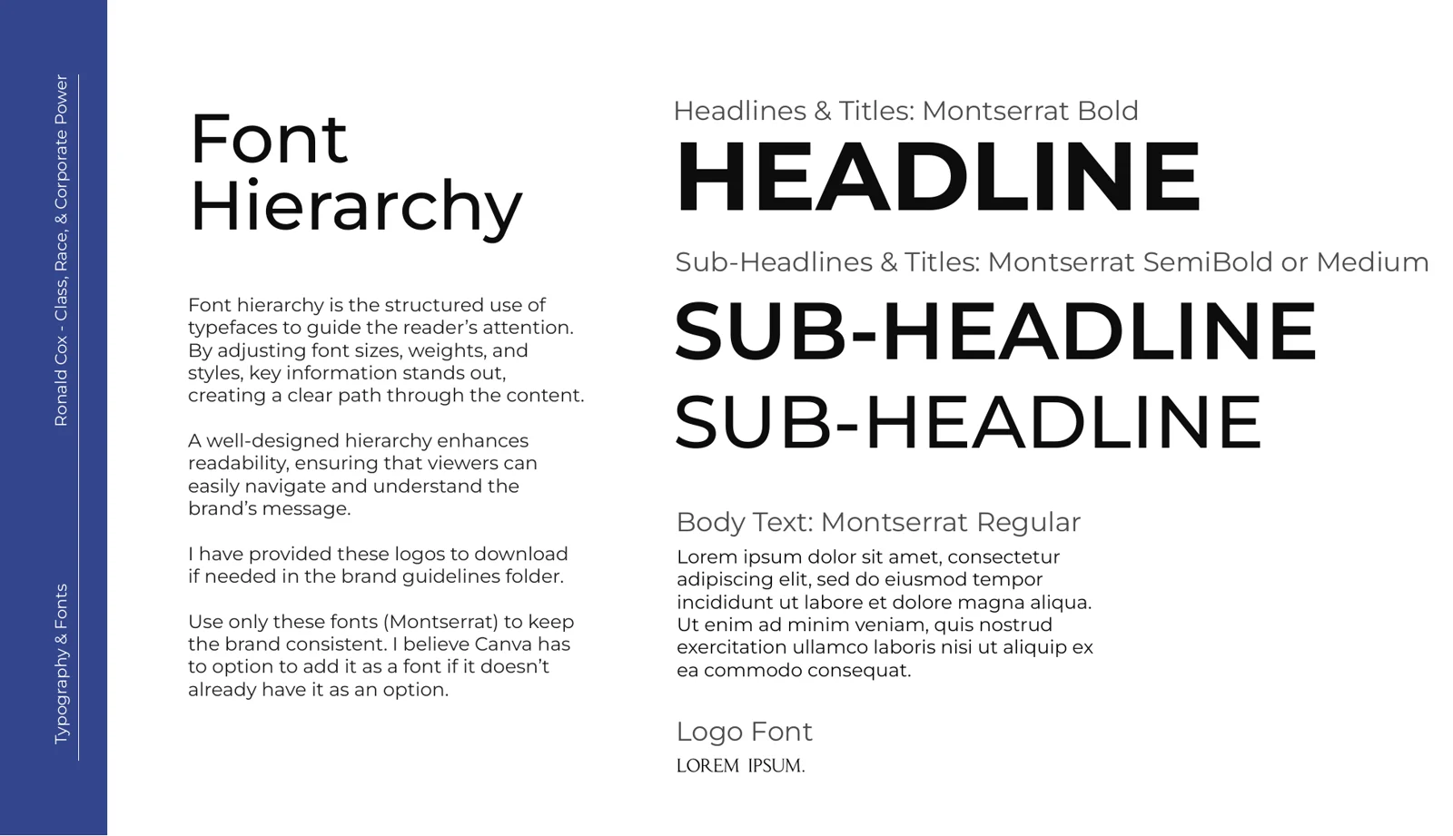 Font hierarchy